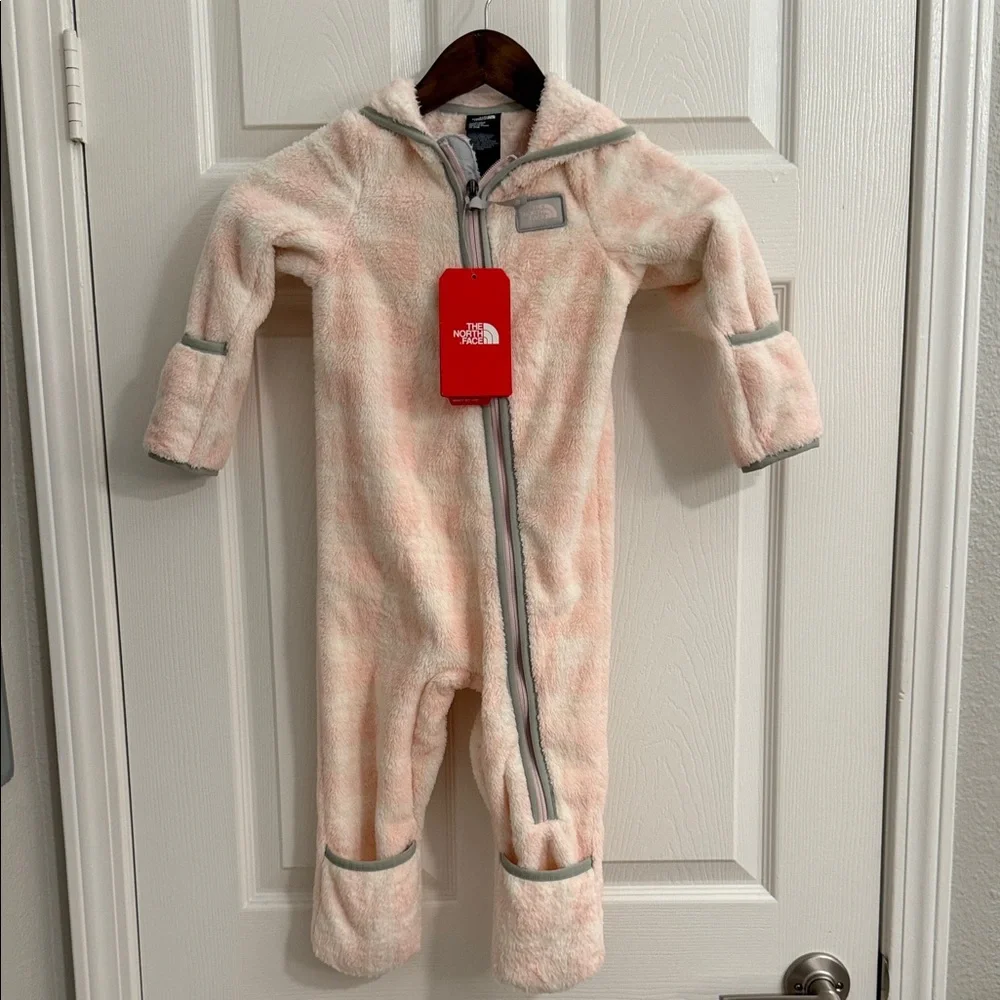 The North Face Campshire Pink White‎ Plaid Baby Fleece One Peice Onsie 18-24 M